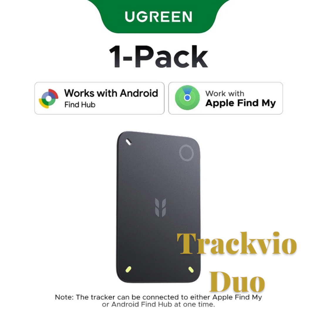 Gr8est UGREEN FineTrack Slim 2 smart card tracker in black with dual compatibility for Apple Find My and Android Find Hub