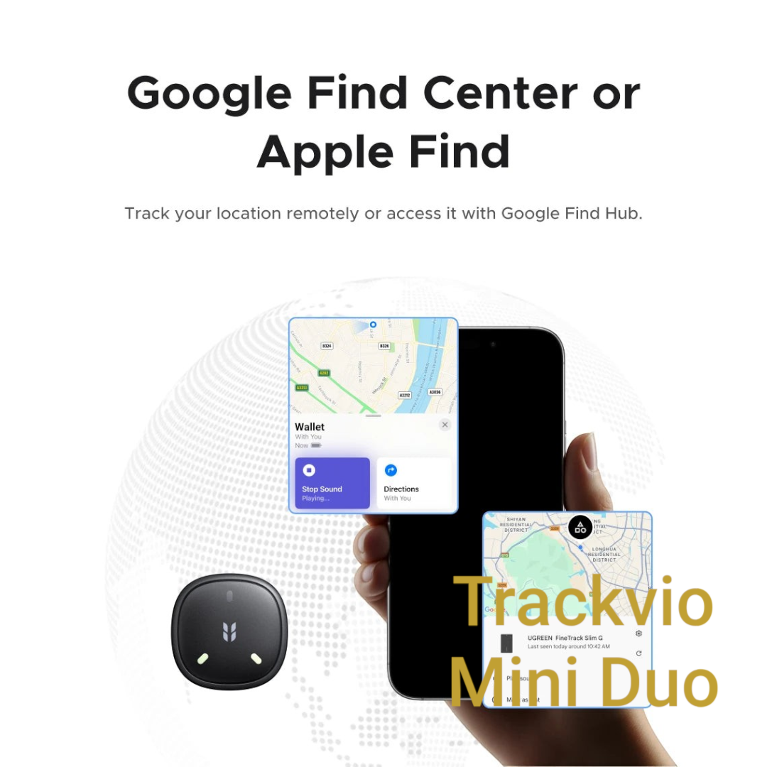 Gr8est UGREEN smart item tracker showing location tracking interface on a smartphone screen