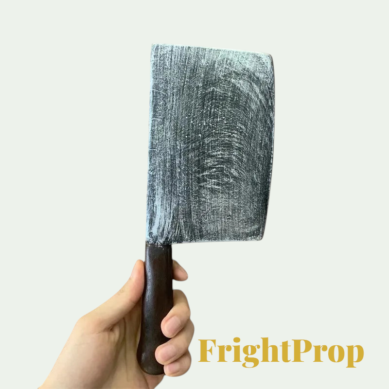 Gr8est Halloween costume prop featuring a realistic weathered butcher cleaver made from soft PU rubber