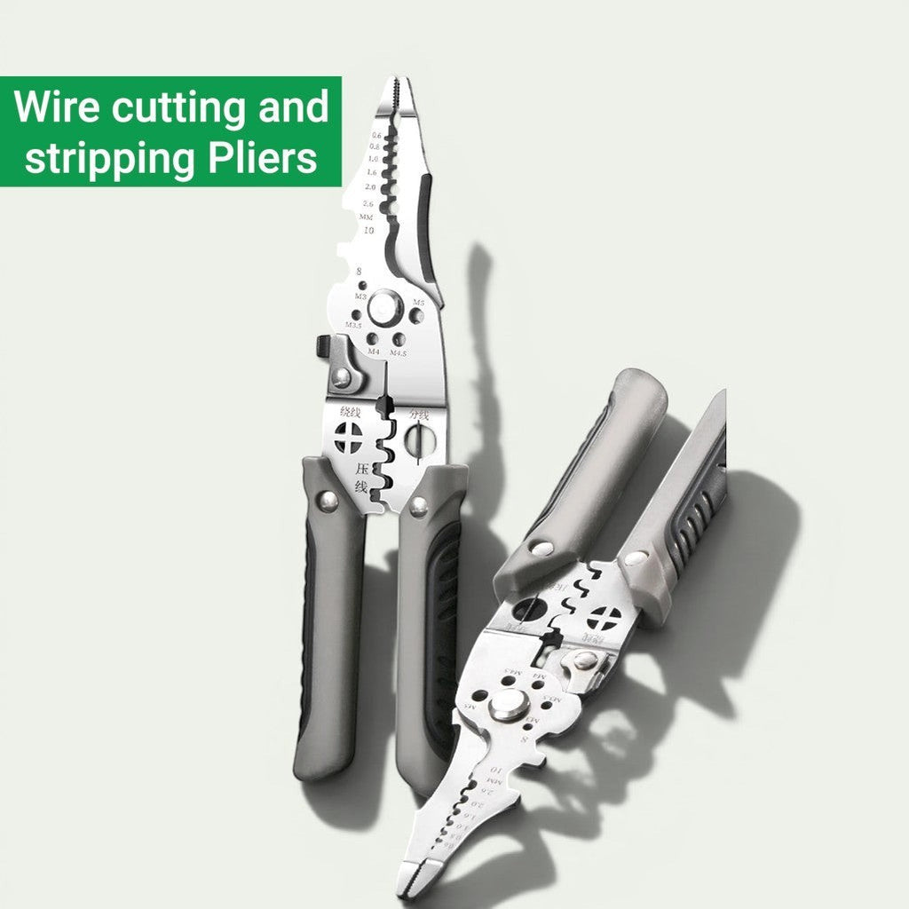 Gr8est WirePro foldable multi-function stainless steel wire stripper and electrician pliers with ergonomic handles