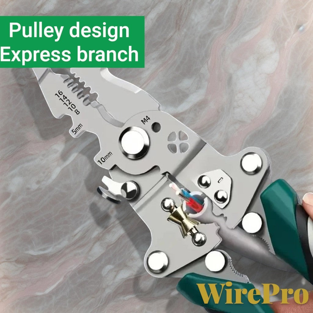 Gr8est WirePro multi-function stainless steel wire stripper and electrician pliers with ergonomic green handle