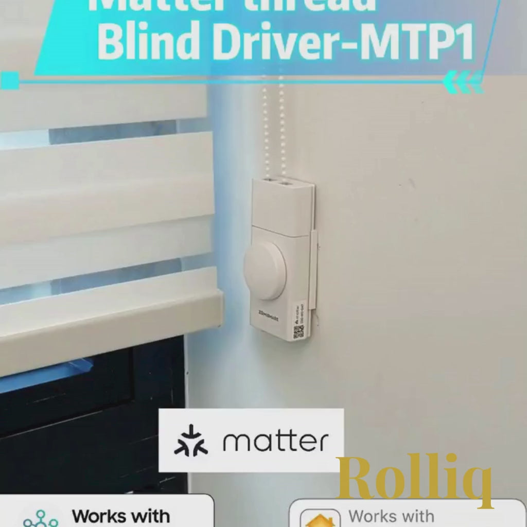 Rolliq - Zemismart Matter Thread Smart Roller Shade Driver | Built-in Battery, Knob Control, Works with HomeKit, Alexa, Google Home & SmartThings