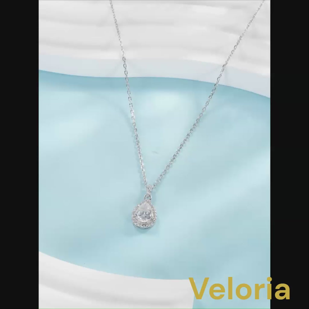Veloria - 1.2CT Water Drop Moissanite Pendant Necklace | 925 Sterling Silver, VVS1 D Color, CMA Certified | Wedding & Fine Jewelry for Women